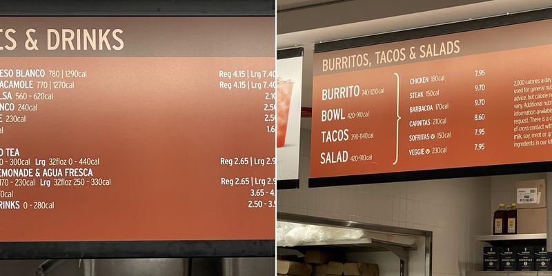 Chipotle Mexican Grill Menu
