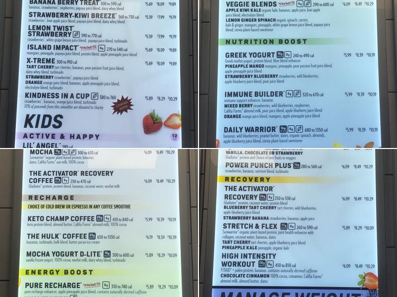Smoothie King Menu