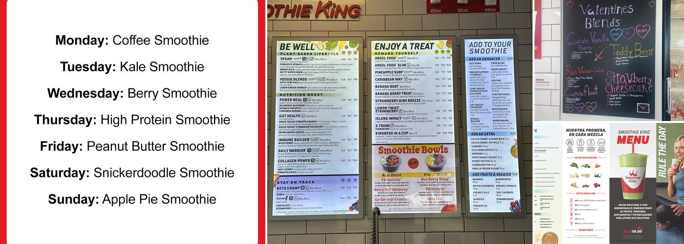 Smoothie King Menu