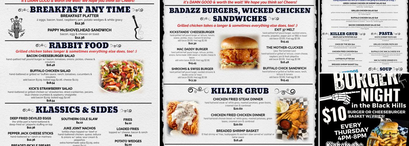 Kickstands Bar & Grill Menu
