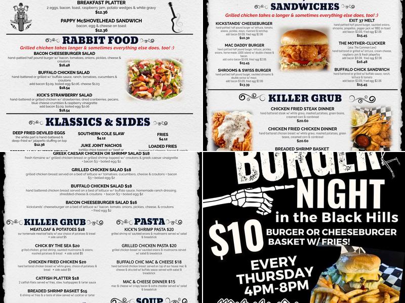 Kickstands Bar & Grill Menu