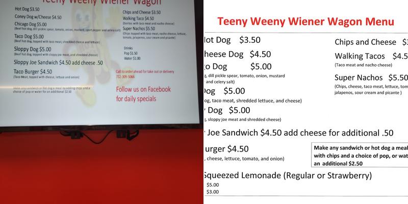 Teeny Weeny Wiener Wagon Menu