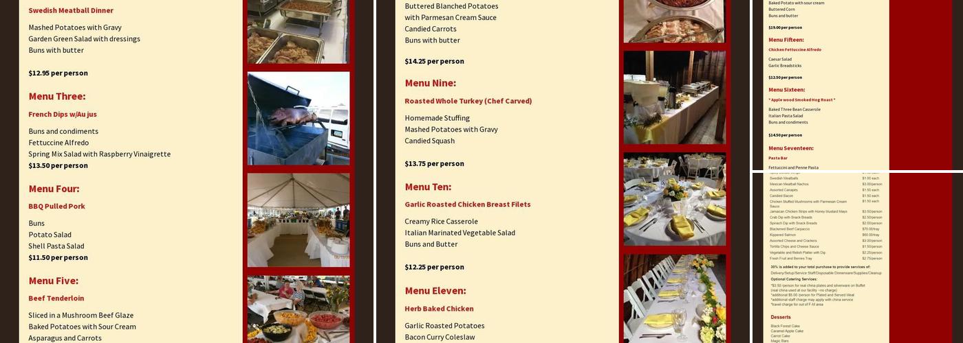 One On One Pro Catering Menu