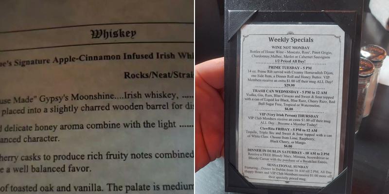 Blarney Stone Pub Menu