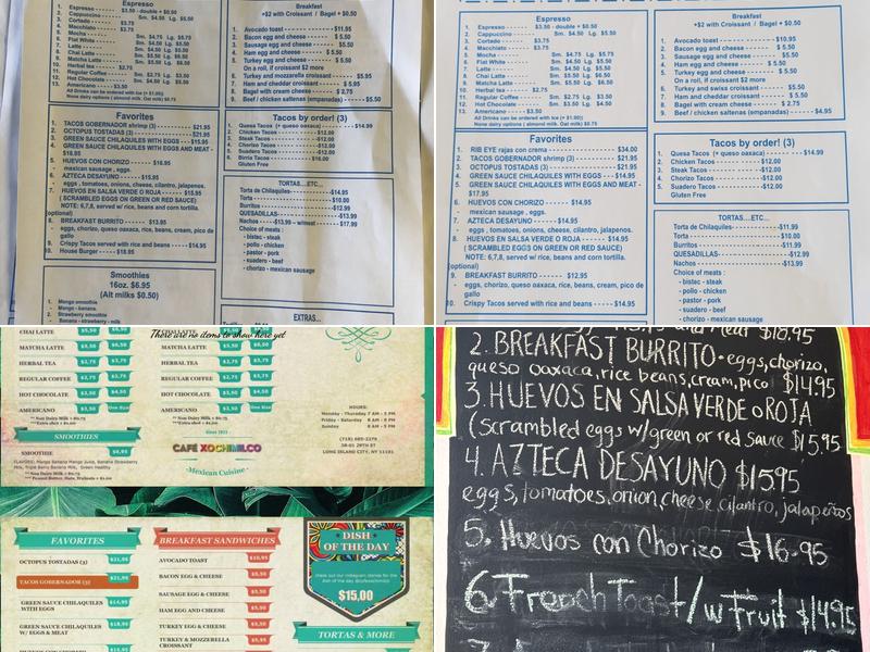 Cafe Xochimilco Menu