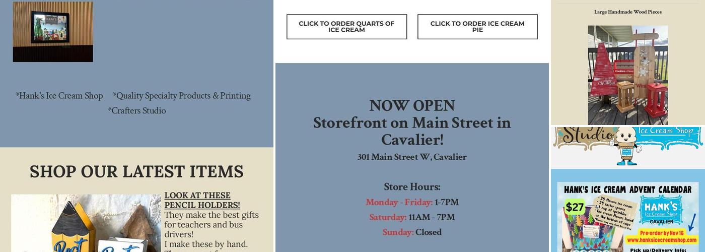 Hank's Ice Cream Shop Menu