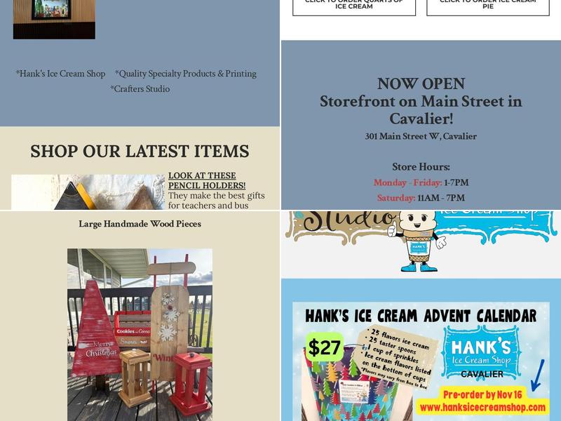 Hank's Ice Cream Shop Menu