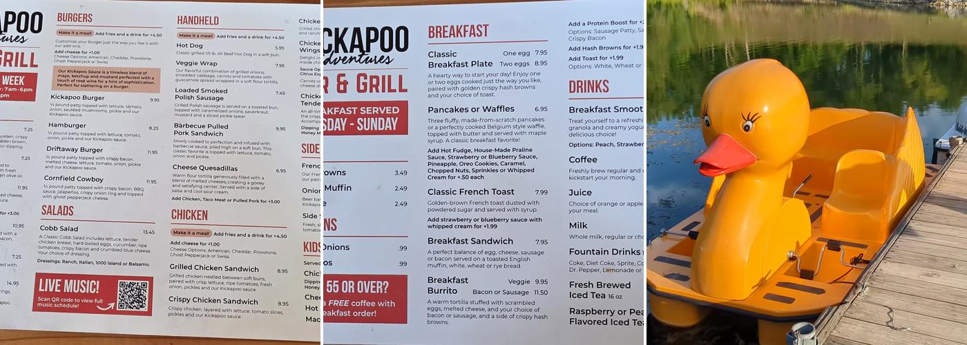 Park Bistro at Kickapoo State Park Menu