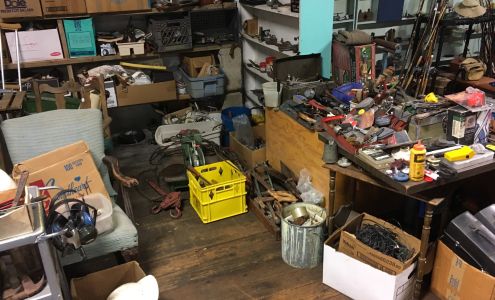 Antiques, thrift and army surplus.