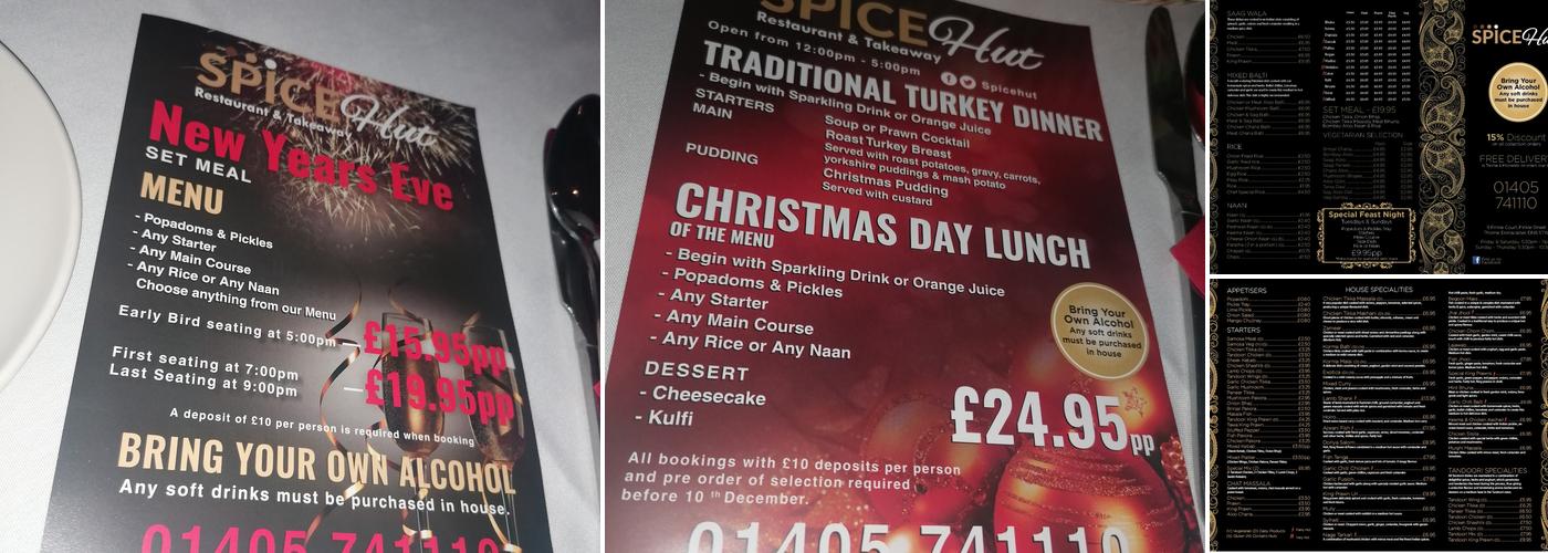 Spice Hut Thorne Menu