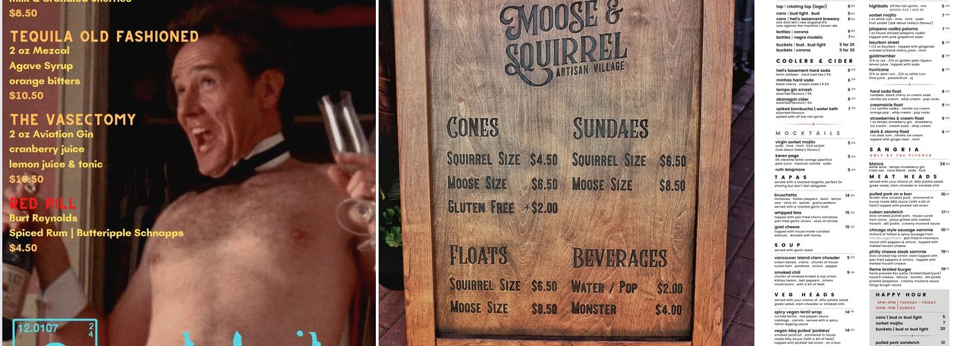 Moose & Squirrel Bistro Menu