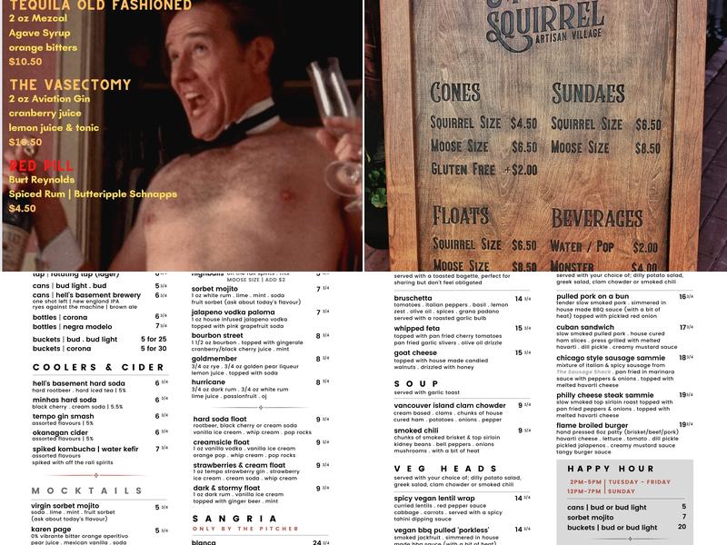 Moose & Squirrel Bistro Menu