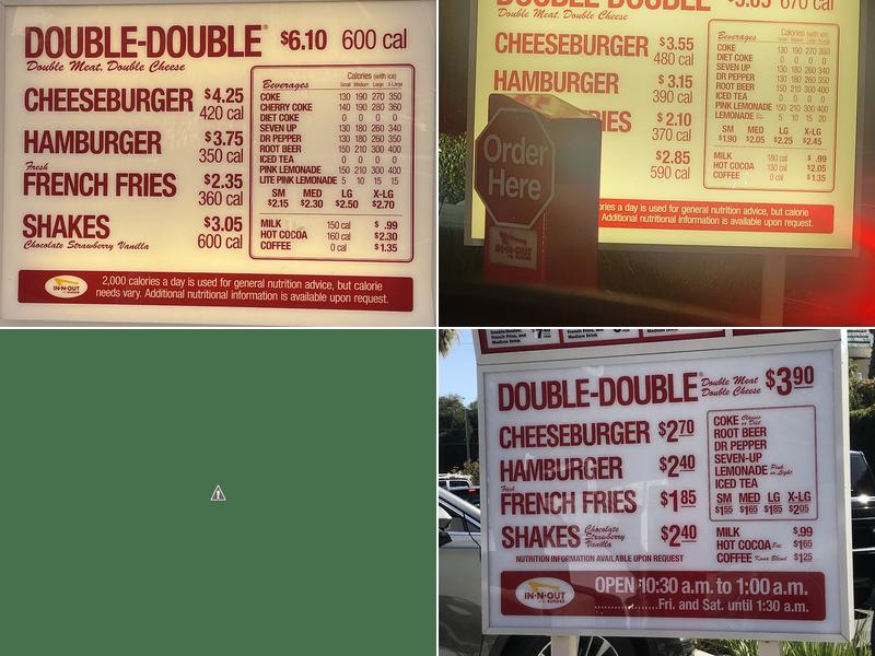 In-N-Out Burger Menu