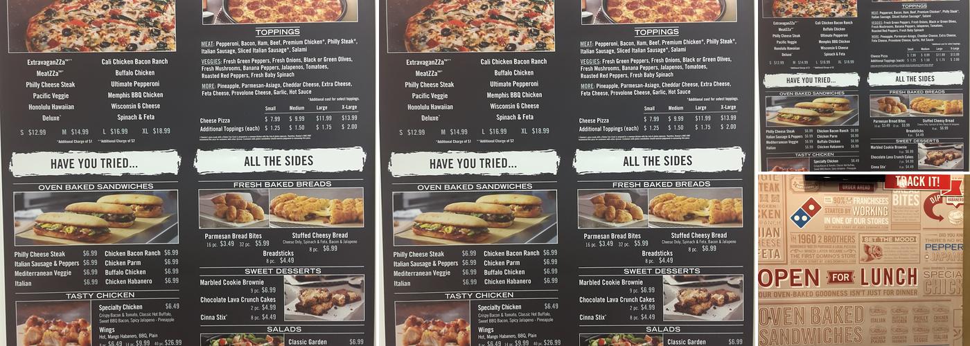Domino's Pizza Menu
