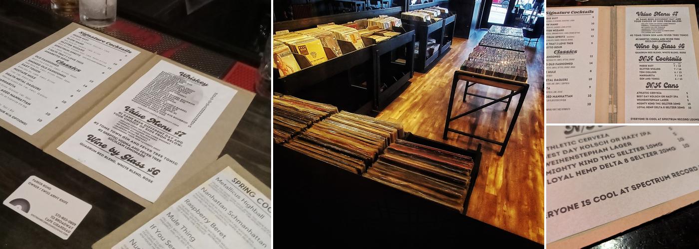 Spectrum Record Lounge Menu