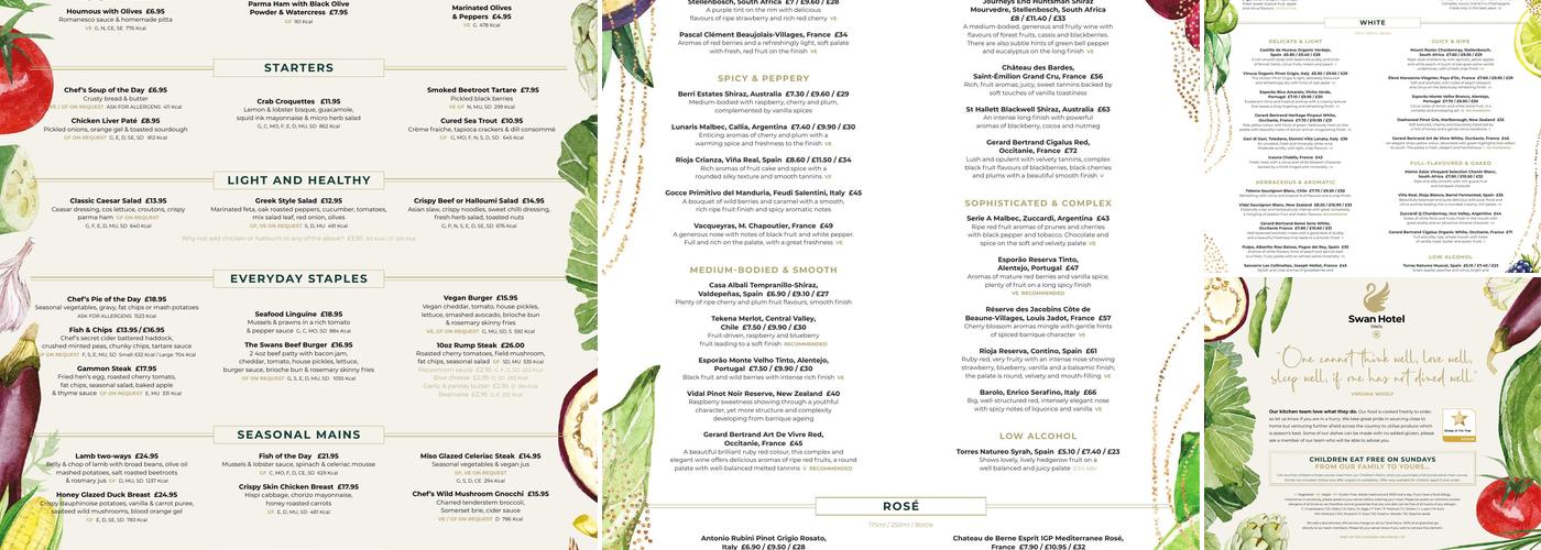 The Swan Hotel Menu