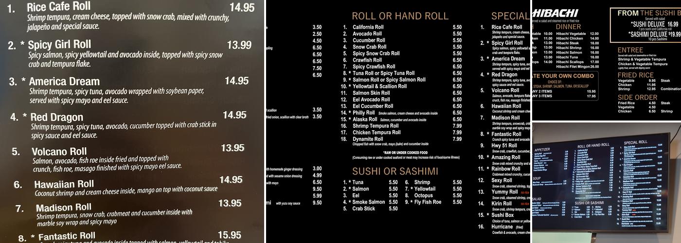 Rice Cafe Menu