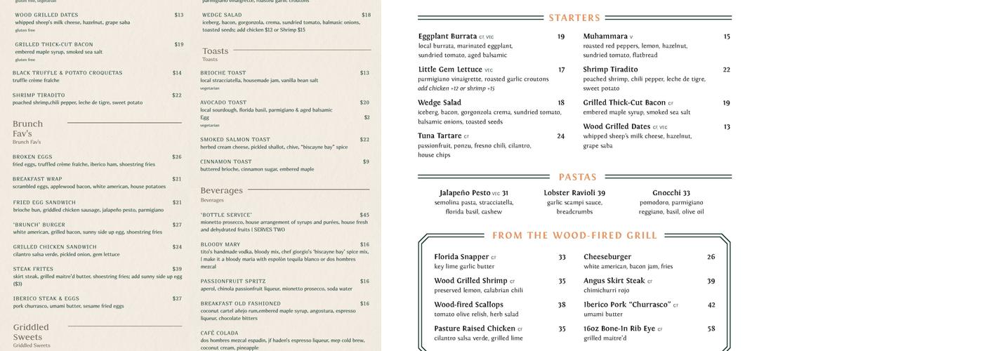 Mayfair Grill Menu