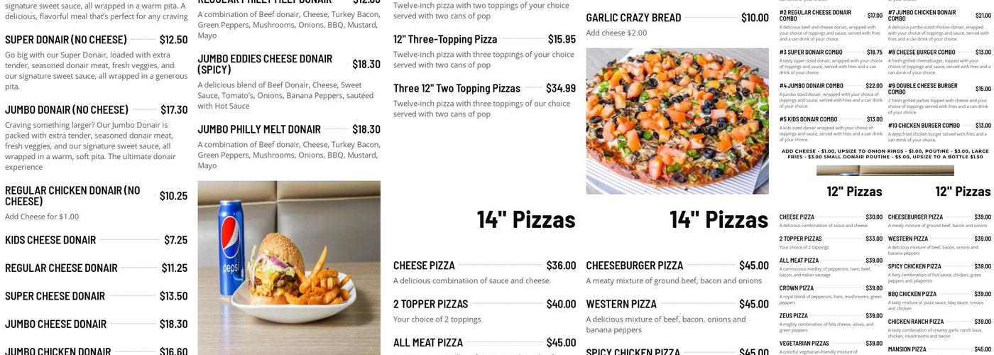 Eddie's Donair & Pizza Menu