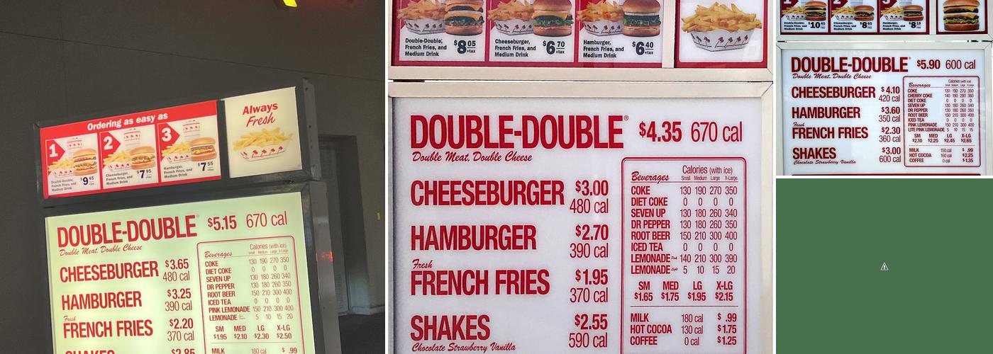 In-N-Out Burger Menu