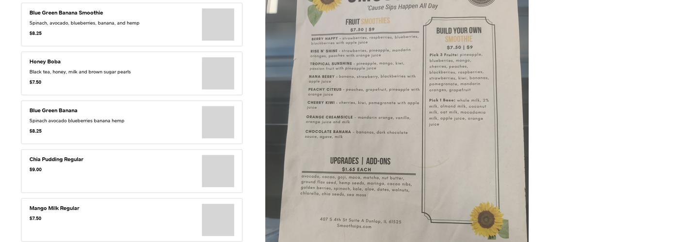 Smooth Sips Cafe Menu