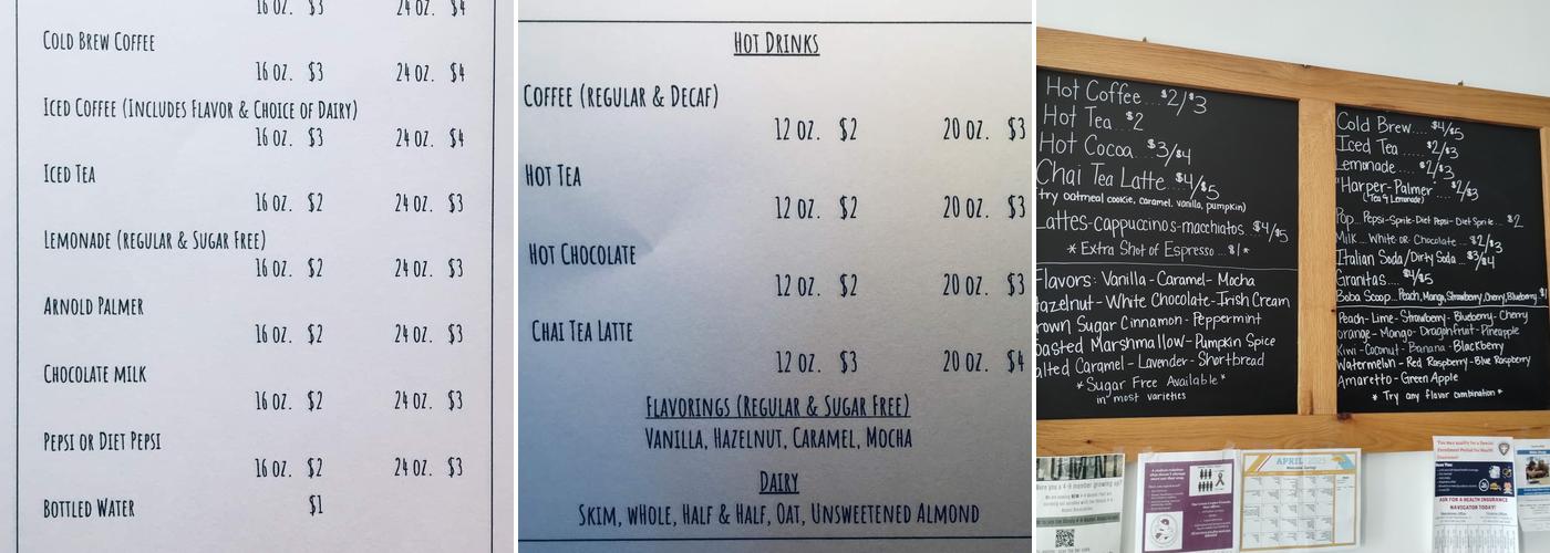 Isaac's Coffee Shop Menu