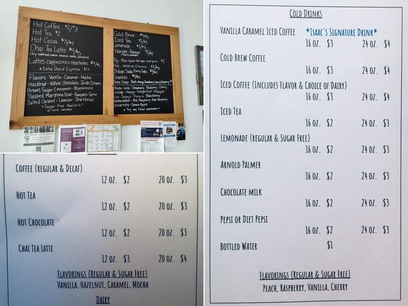 Isaac's Coffee Shop Menu