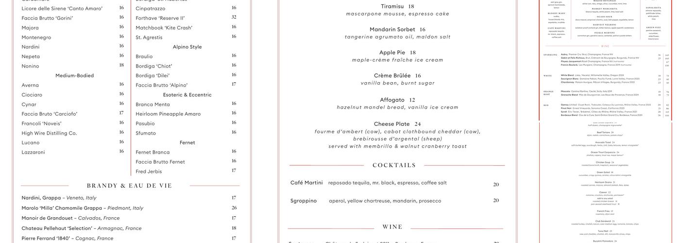 Corner Bar Menu