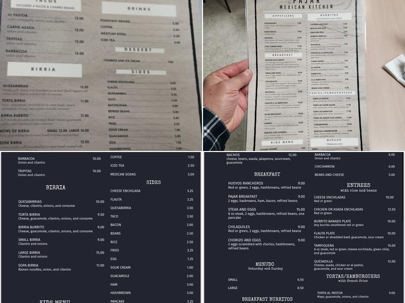 PAJAR Mexican Kitchen Menu