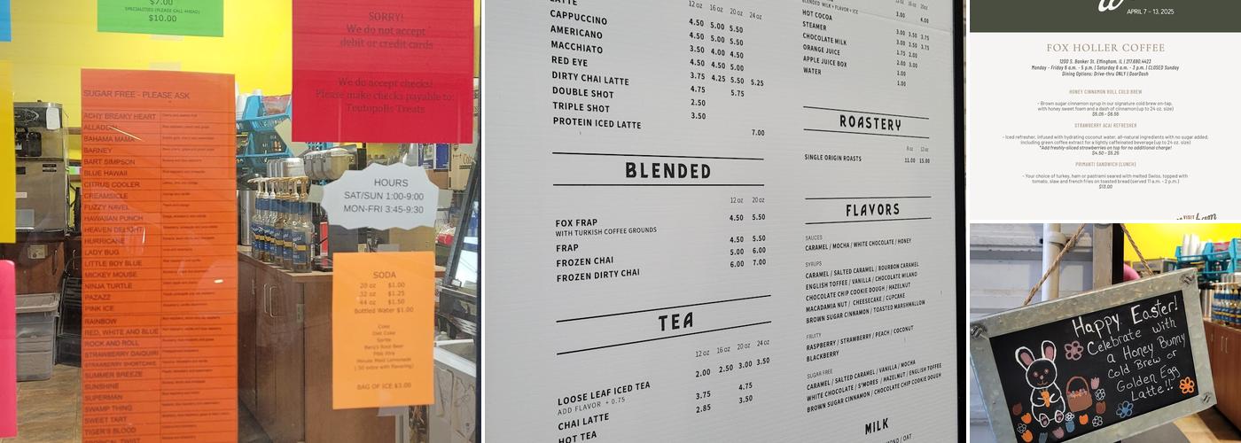 Fox Holler Coffee Menu