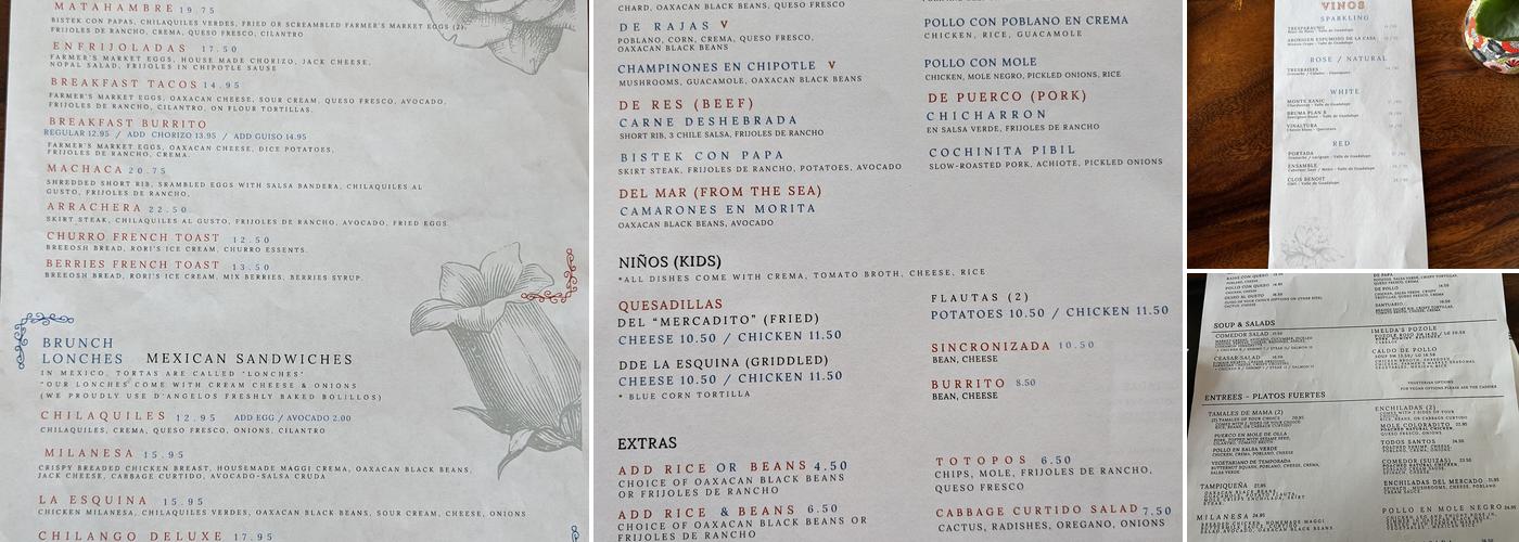 Corazón Comedor Menu