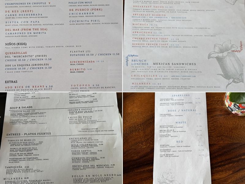 Corazón Comedor Menu