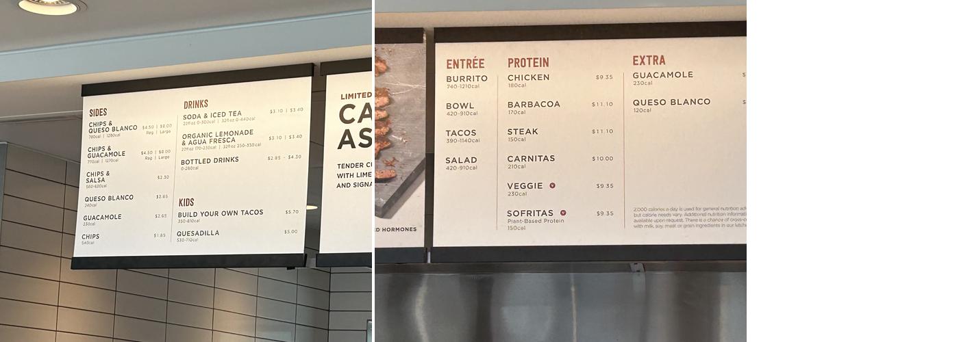 Chipotle Mexican Grill Menu