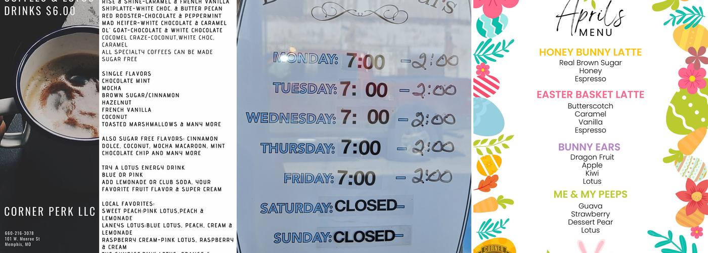 Corner Perk & More Menu