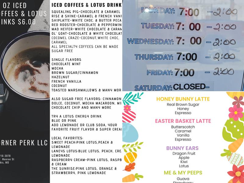 Corner Perk & More Menu