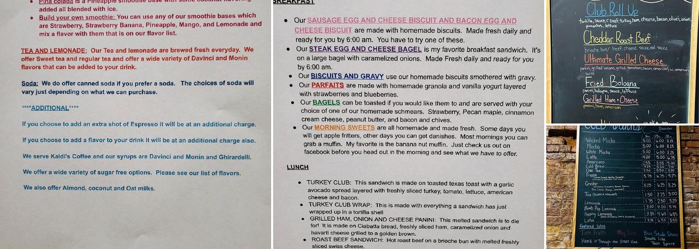 The Wicked Bean Menu