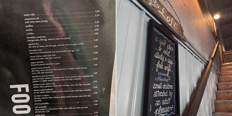 Coffee Shed Menu