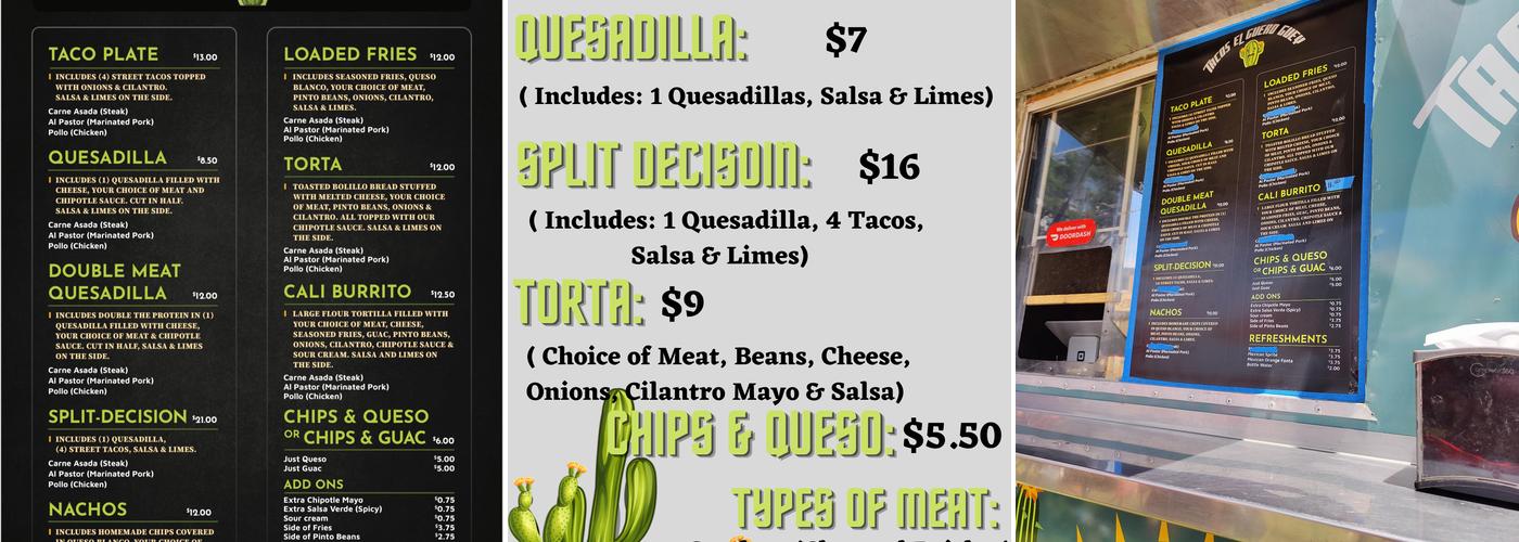 Tacos El Guero Guey Menu