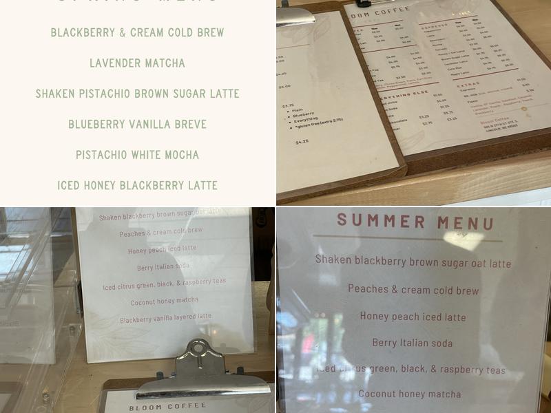 Bloom Coffee Menu