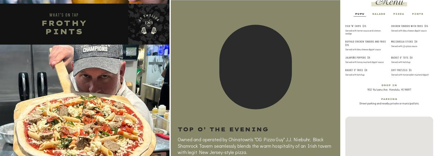 Black Shamrock Tavern Menu