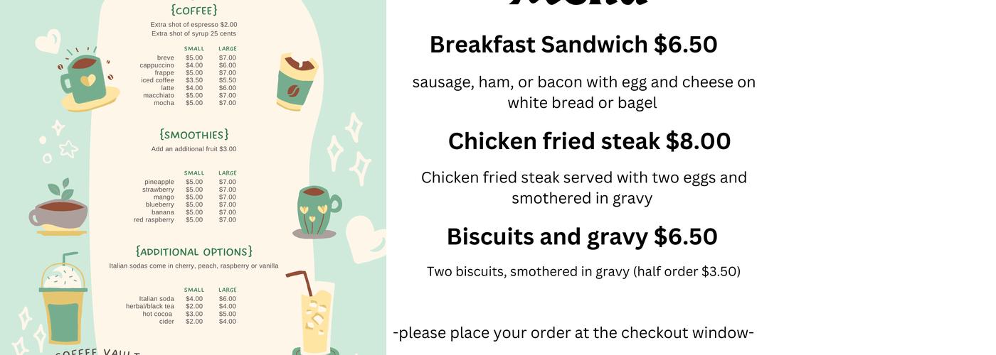 Coffee Vault Menu