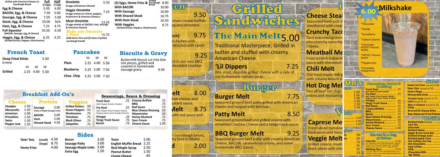 Mainly Melts Menu
