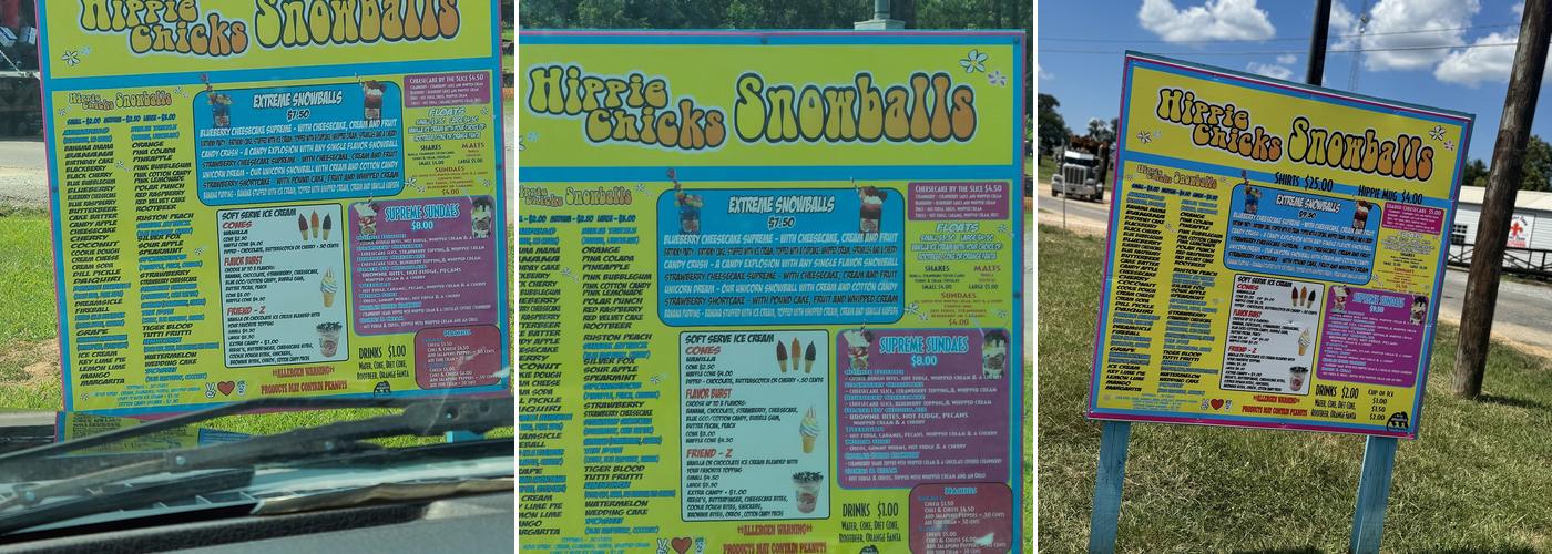 HIPPIE CHICKS SNOWBALL Menu