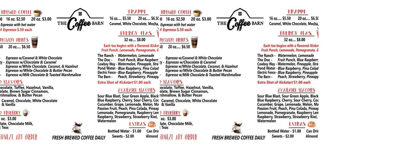The Coffee Barn Menu