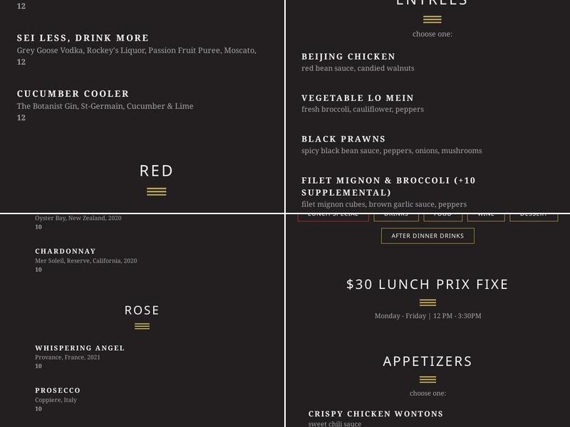 Sei Less Menu