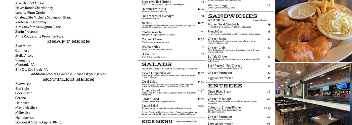 Eleven Central Menu
