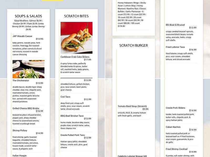 Scratch Kitchen Online Menu