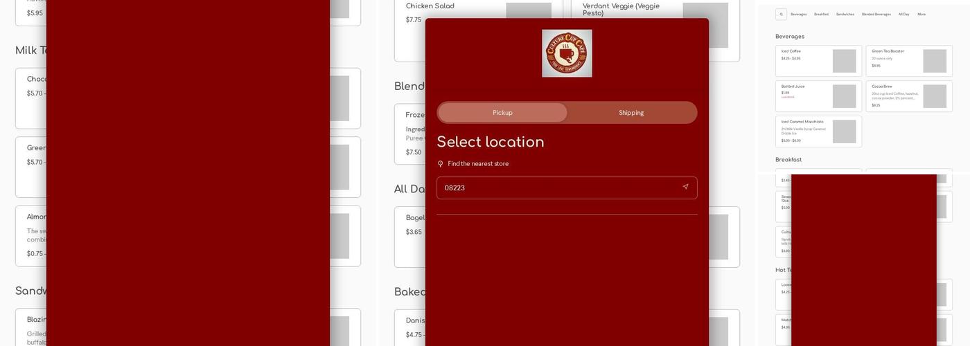 Culture Cup Cafe Menu