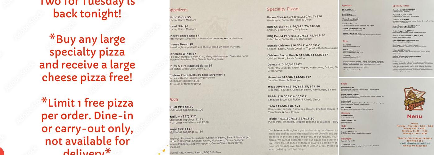 Minnesota Slice Menu