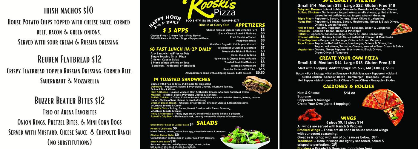 Rooski's Pizza Menu